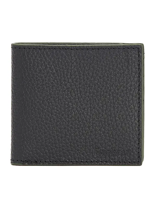Barbour Men's Grain Leather Billfold Wallet - Black Image 1
