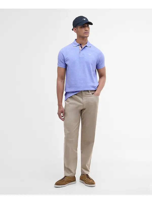 Barbour Men's Tartan Pique Polo Shirt - Sky Marl Image 3