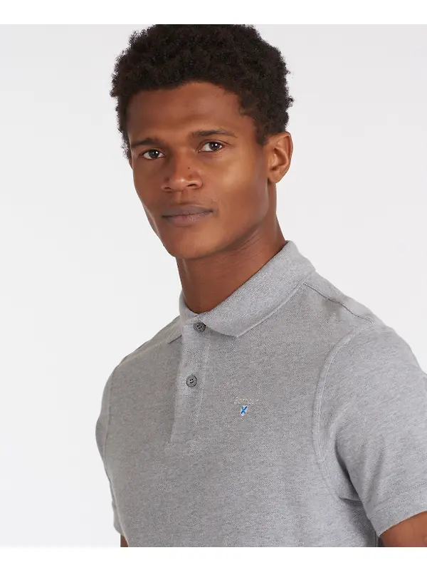 Barbour Men's Original Sports Tailored Polo Shirt - Grey Marl Image 4