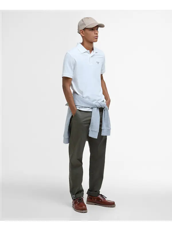 Barbour Men's Lightweight Sports Polo Shirt - Whisper White Image 3