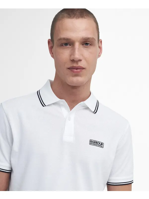 Barbour International Men's Evan Tipped Polo Shirt - White Image 5