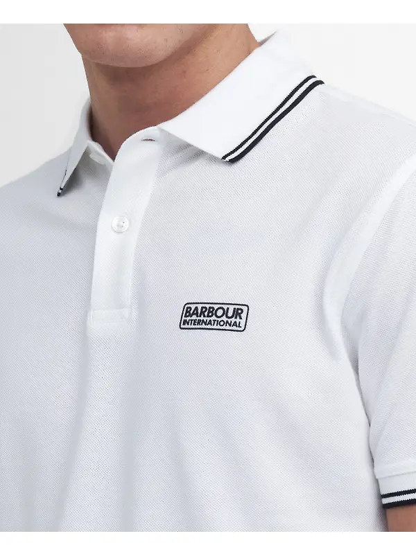 Barbour International Men's Evan Tipped Polo Shirt - White Image 6