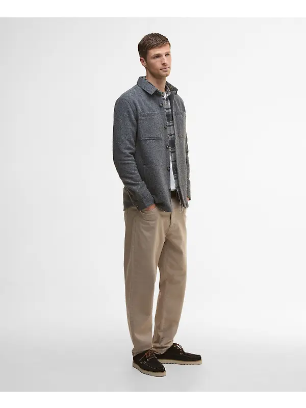 Barbour Men's Marlow Tailored Wool Blend Overshirt - Dark Grey Marl Image 3