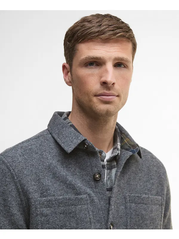 Barbour Men's Marlow Tailored Wool Blend Overshirt - Dark Grey Marl Image 5