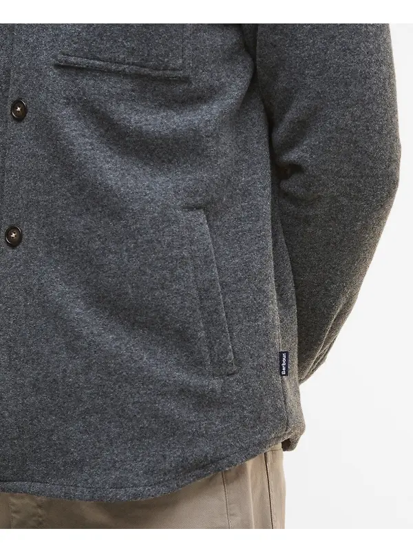 Barbour Men's Marlow Tailored Wool Blend Overshirt - Dark Grey Marl Image 6