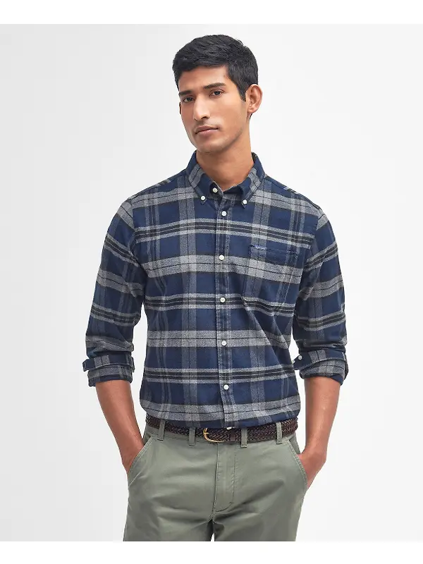 Barbour Men's Betsom Tailored Checked Shirt - Grey Marl Image 2