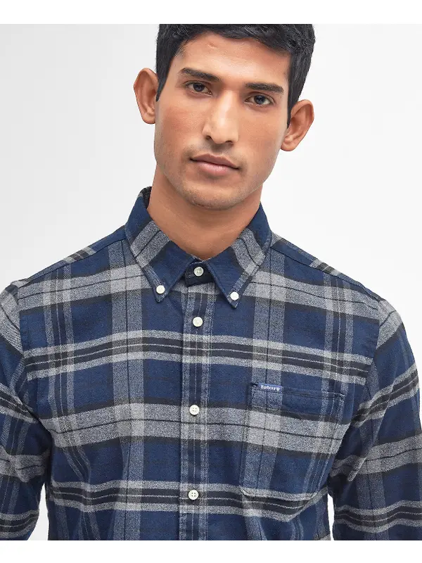 Barbour Men's Betsom Tailored Checked Shirt - Grey Marl Image 5