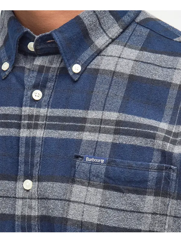 Barbour Men's Betsom Tailored Checked Shirt - Grey Marl Image 7