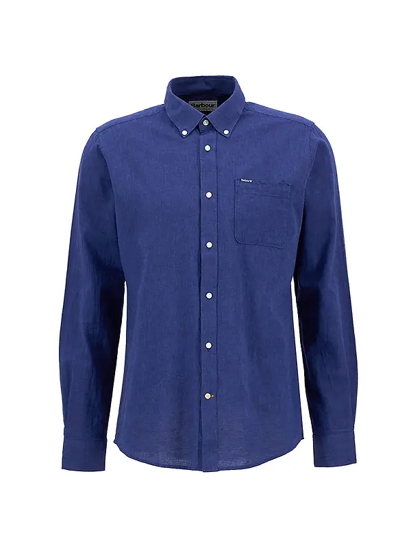 Barbour Men's Nelson Tailored Long-Sleeved Shirt - Indigo Image 1