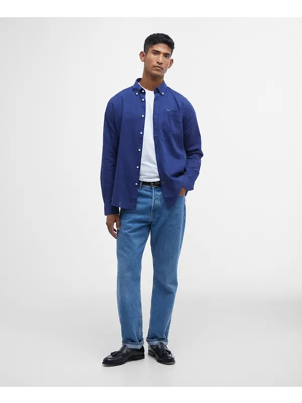 Barbour Men's Nelson Tailored Long-Sleeved Shirt - Indigo Image 3