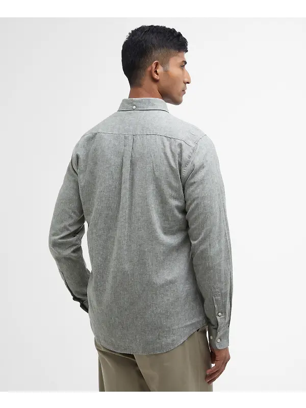 Barbour Men's Nelson Tailored Long-Sleeved Shirt - Bleached Olive Image 4