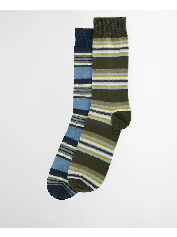 Barbour Men's Summer Stripe 2 Pack Socks - Olive/Navy Stripe Image 5