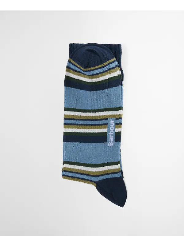 Barbour Men's Summer Stripe 2 Pack Socks - Olive/Navy Stripe Image 2