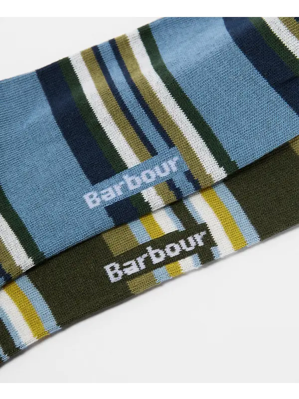 Barbour Men's Summer Stripe 2 Pack Socks - Olive/Navy Stripe Image 4
