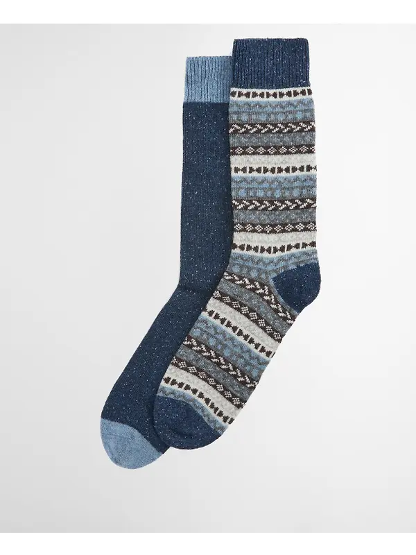 Barbour Men's Fairisle Socks 2 Pack - Midnight Oak Mix Image 2