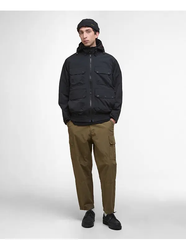 Barbour Men's Re-Engineered Hooded Showerproof Flight Bedale Jacket - Black Image 3