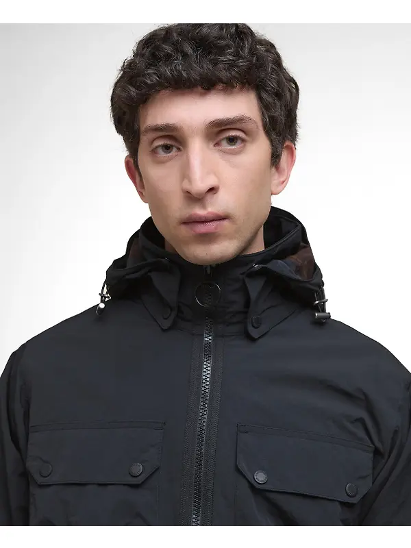 Barbour Men's Re-Engineered Hooded Showerproof Flight Bedale Jacket - Black Image 5