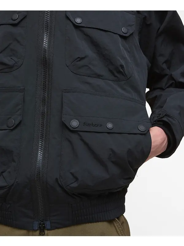 Barbour Men's Re-Engineered Hooded Showerproof Flight Bedale Jacket - Black Image 6