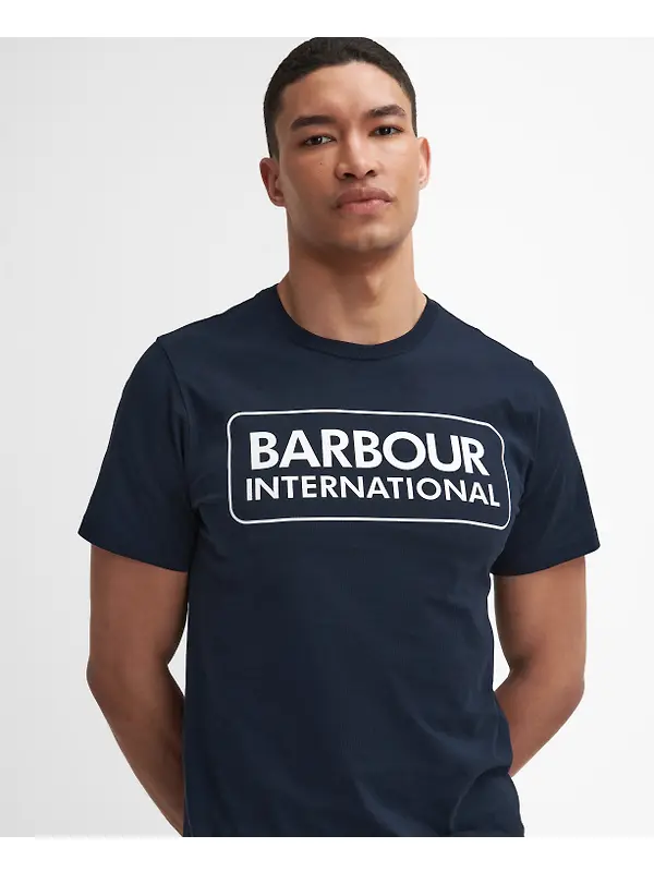 Barbour International Men's Essential Large Logo T-Shirt - Navy Image 5