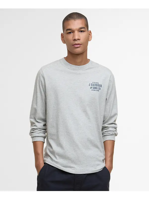 Barbour Men's Pointer Long Sleeve Graphic T-Shirt - Grey Marl Image 2