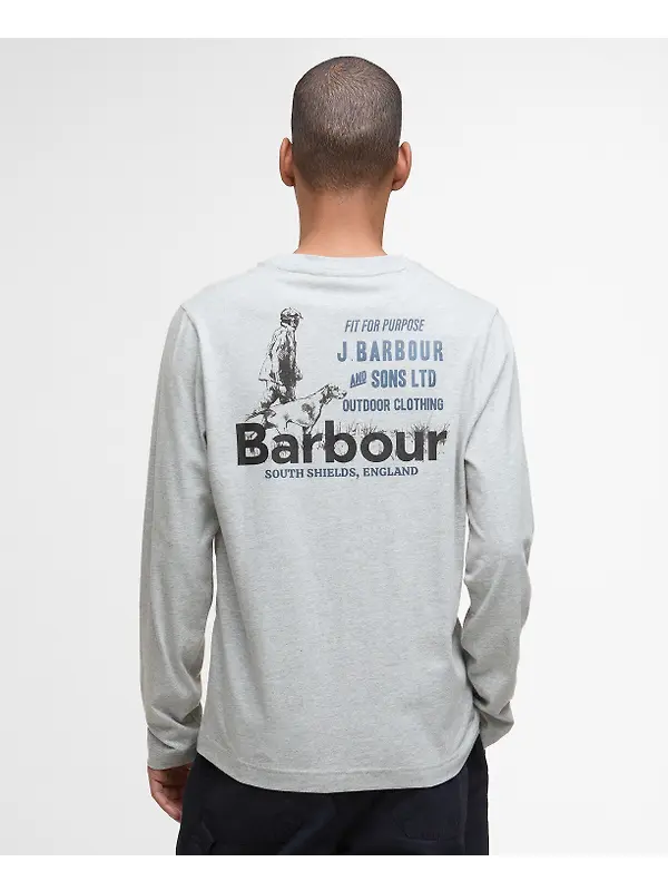 Barbour Men's Pointer Long Sleeve Graphic T-Shirt - Grey Marl Image 4