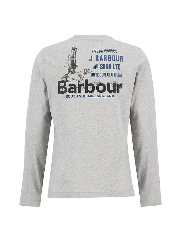 Barbour Men's Pointer Long Sleeve Graphic T-Shirt - Grey Marl Image 7