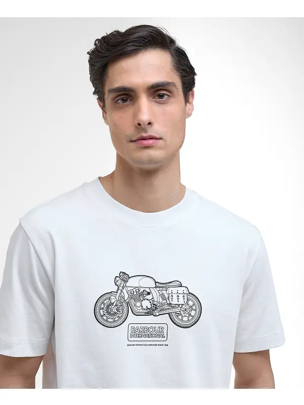 Barbour International Men's Morris Motorbike Graphic T-Shirt - Whisper White Image 5