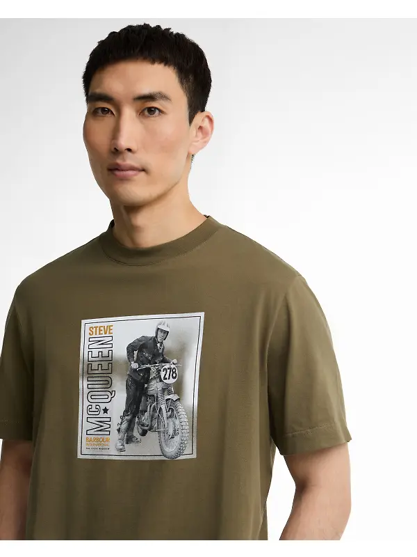Barbour International Men's SMQ Brandon Tee - Mid Olive Image 5