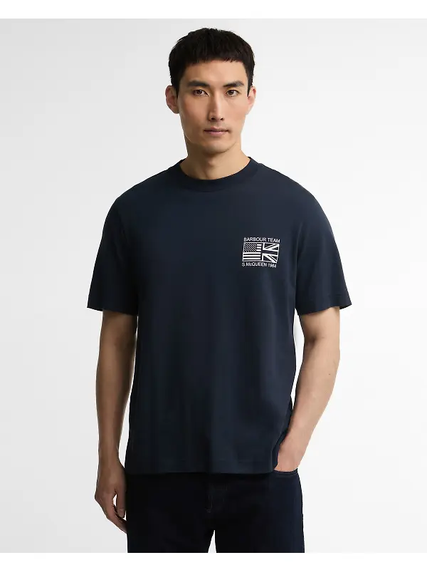 Barbour International Men's Steve McQueen Grange Tee - Navy Image 2