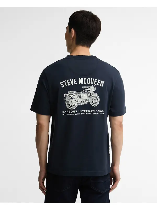 Barbour International Men's Steve McQueen Grange Tee - Navy Image 4