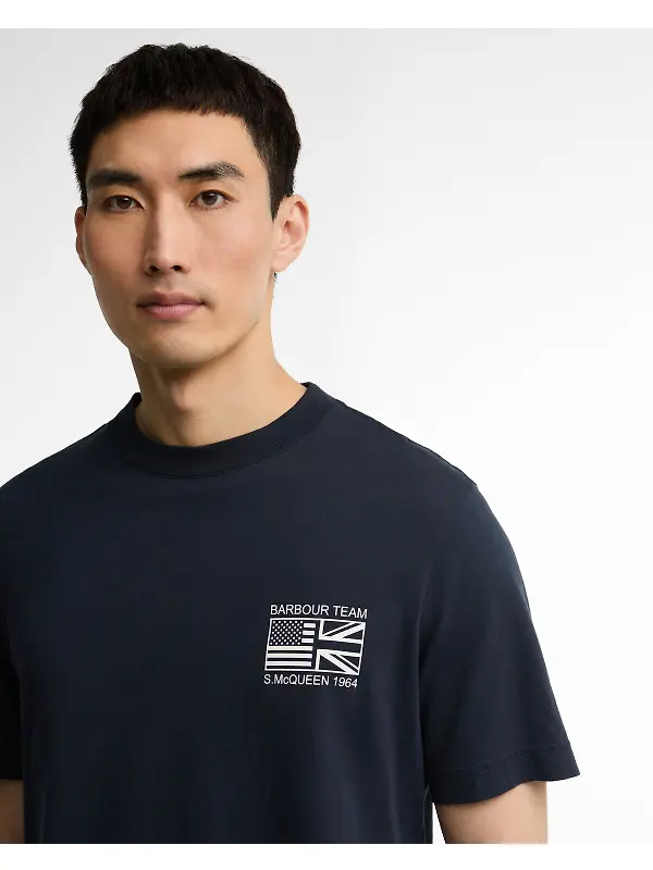 Barbour International Men's Steve McQueen Grange Tee - Navy Image 5