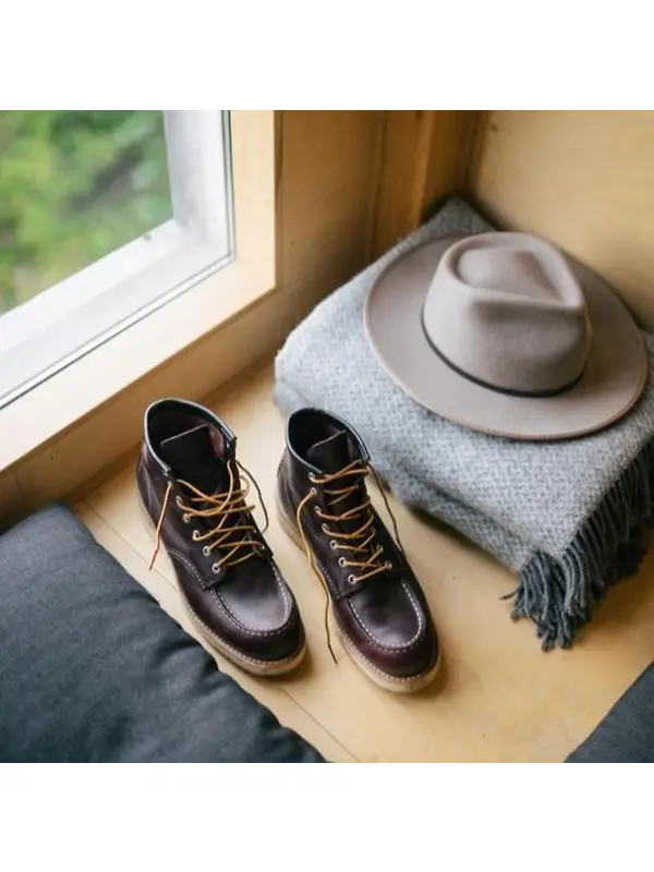 Red Wing Classic Moc Toe 6" Boot Excalibur Leather - Black Cherry - Style 8847 Image 9
