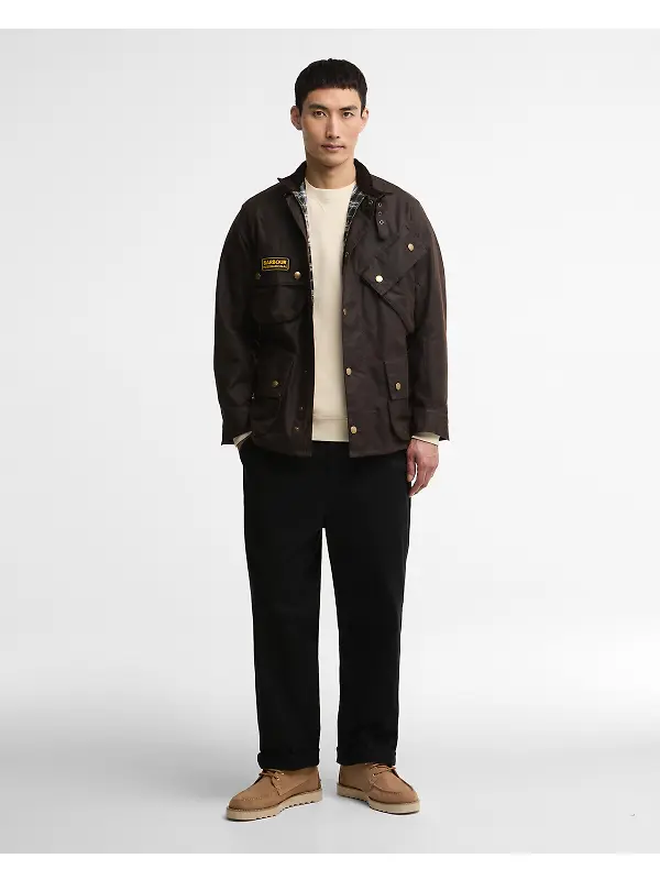 Barbour International Men's Original Wax Jacket - Black Oak Image 3