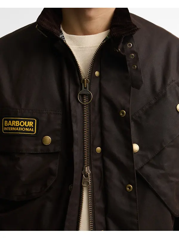 Barbour International Men's Original Wax Jacket - Black Oak Image 6