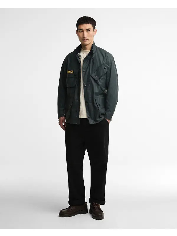 Barbour International Men's Original Wax Jacket - Dark Slate Image 3