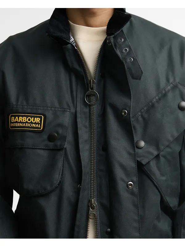 Barbour International Men's Original Wax Jacket - Dark Slate Image 6