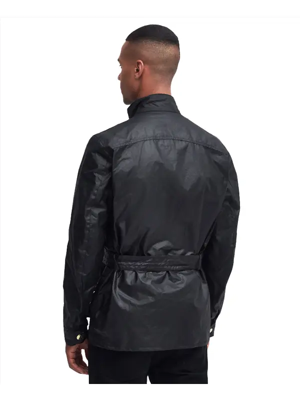 Barbour International Men's Union Jack Wax Jacket - Black Image 6