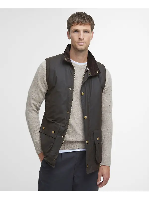 Barbour Men's Westmorland Wax Gilet - Olive Image 2