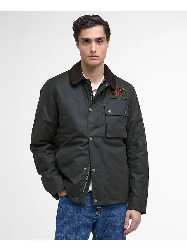 Barbour International Men's Steve McQueen Workers Wax Jacket - Sage Image 2