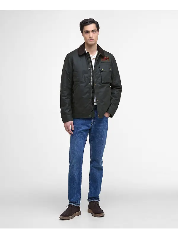 Barbour International Men's Steve McQueen Workers Wax Jacket - Sage Image 3