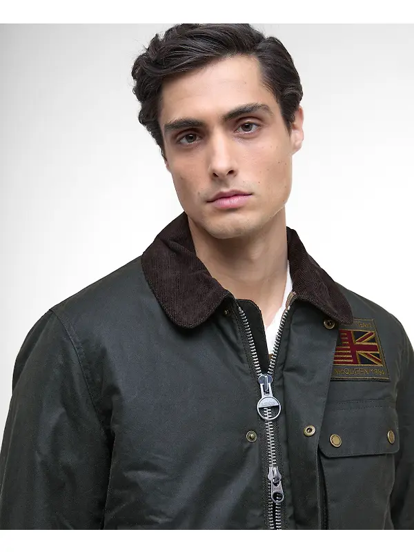 Barbour International Men's Steve McQueen Workers Wax Jacket - Sage Image 5