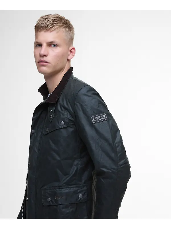 Barbour International Men's Tourer Duke Wax Jacket - Sage Image 5
