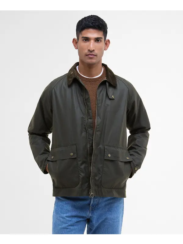 Barbour Men's Bedale Short Waxed Jacket - Fern Image 2