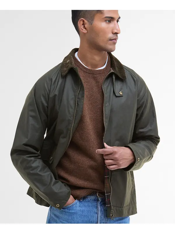 Barbour Men's Bedale Short Waxed Jacket - Fern Image 5