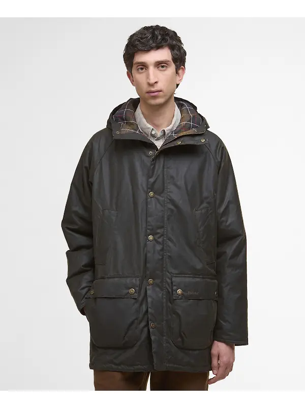 Barbour Men's Bedale Wax Parka - Olive Image 2