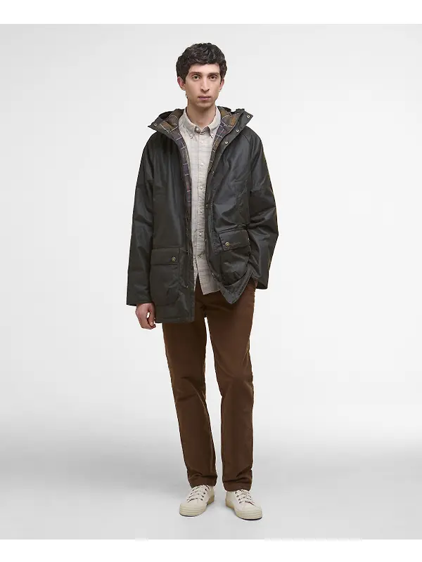 Barbour Men's Bedale Wax Parka - Olive Image 3