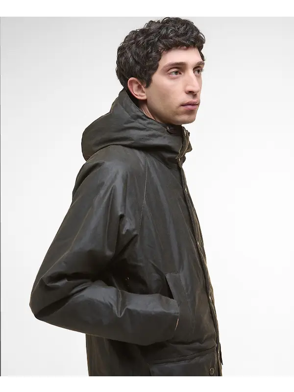 Barbour Men's Bedale Wax Parka - Olive Image 6