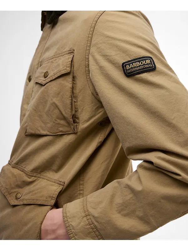 Barbour International Men's Drifter Washed Wax Jacket - Sand Image 6