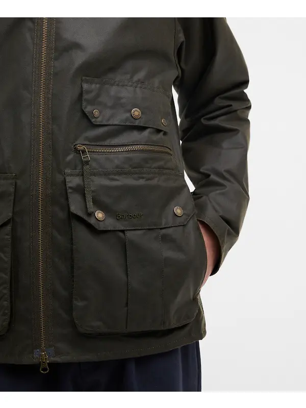 Barbour Men's Re-Engineered Blackett Spey Wax Jacket - Archive Olive Image 6