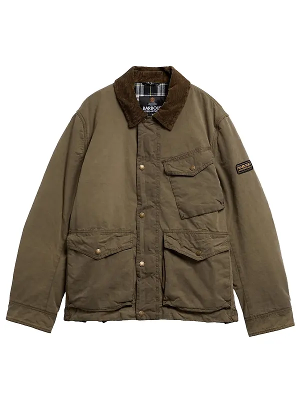 Barbour International Men's Winter Drifter Washed Waxed Jacket - Olive Night Image 1